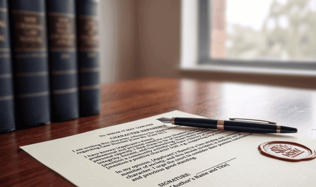Character reference document being prepared for a NSW court matter